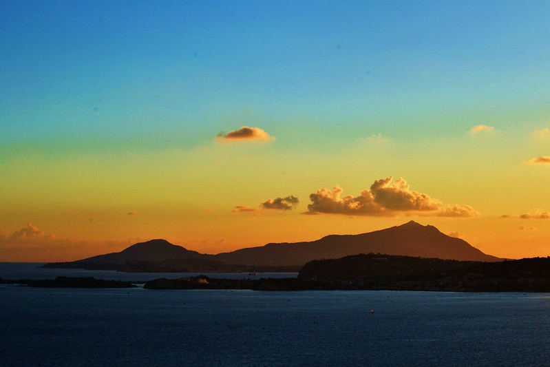 A view of Campi Flegrei at sunset