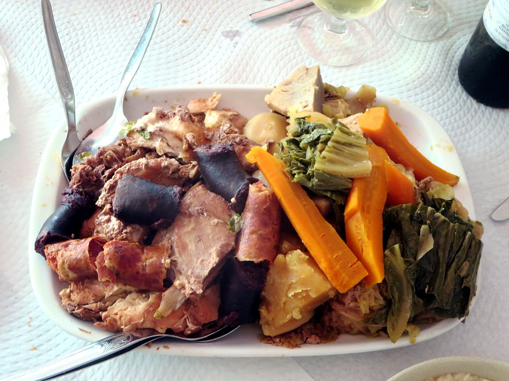 Cozido das Furnas in portugal, served with meat and vegetables