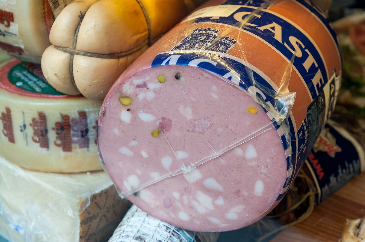 Large roll of mortadella for sale in italy