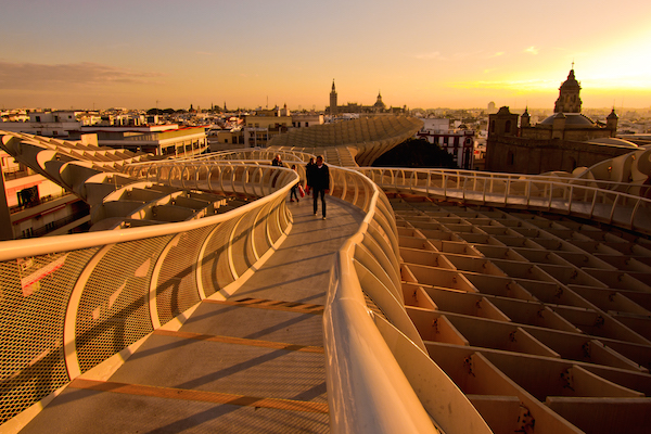 The top of Metropol Parasol is easily our favorite place to experience the sunset in Seville!