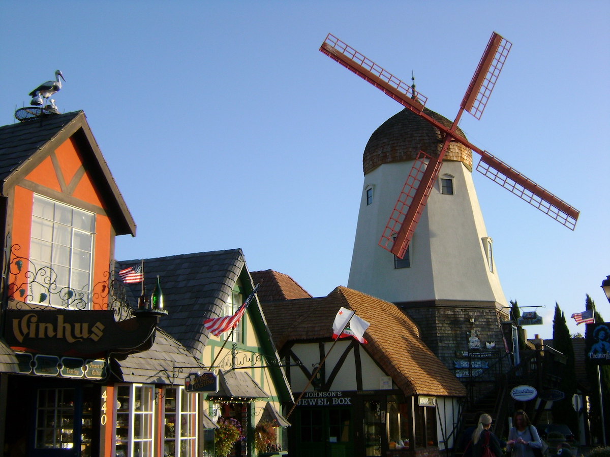 A street in Solvang, California, on the way San Francisco from Los Angeles. The architecture is reminiscent of a Dutch village