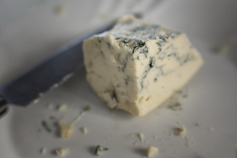 A plate of Roquefort cheese.