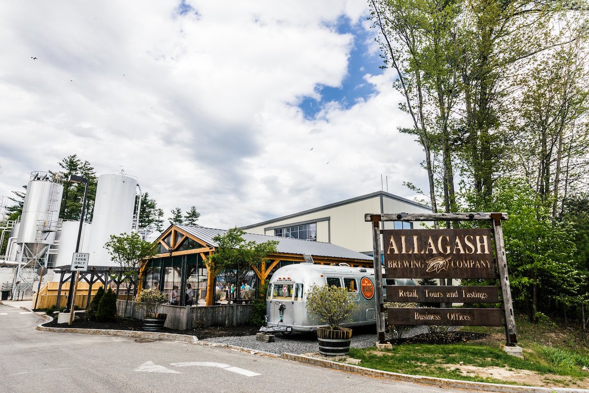 A wide shot of the exterior of Allagash Brewing Company in Portland, Maine.