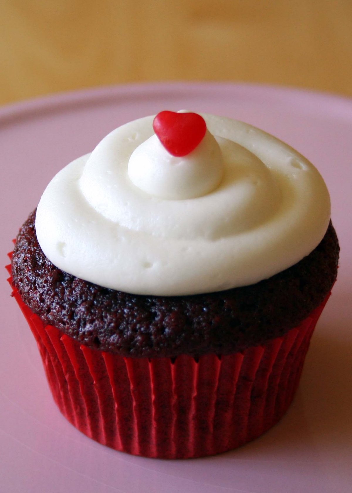 Close up of a red velvet cupcake