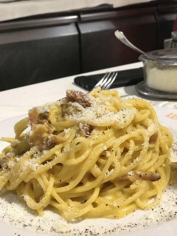 You can't spend four days in Rome without eating carbonara at least once.