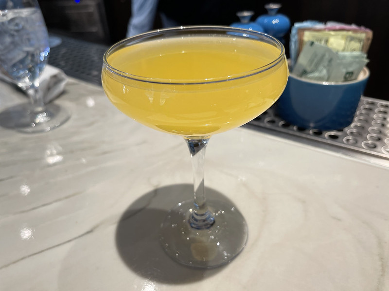 A glass of mimosa.