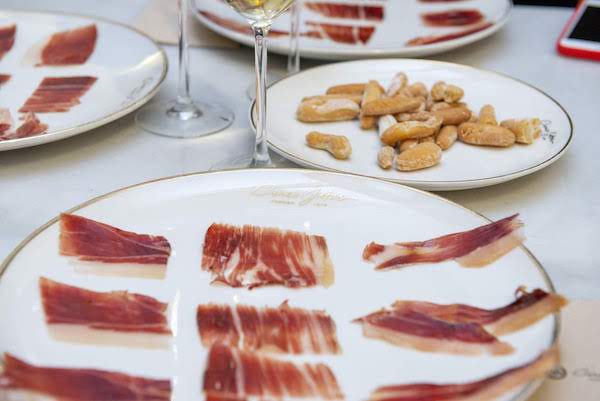 Plate of cured ham from Cinco Jotas in southern Spain