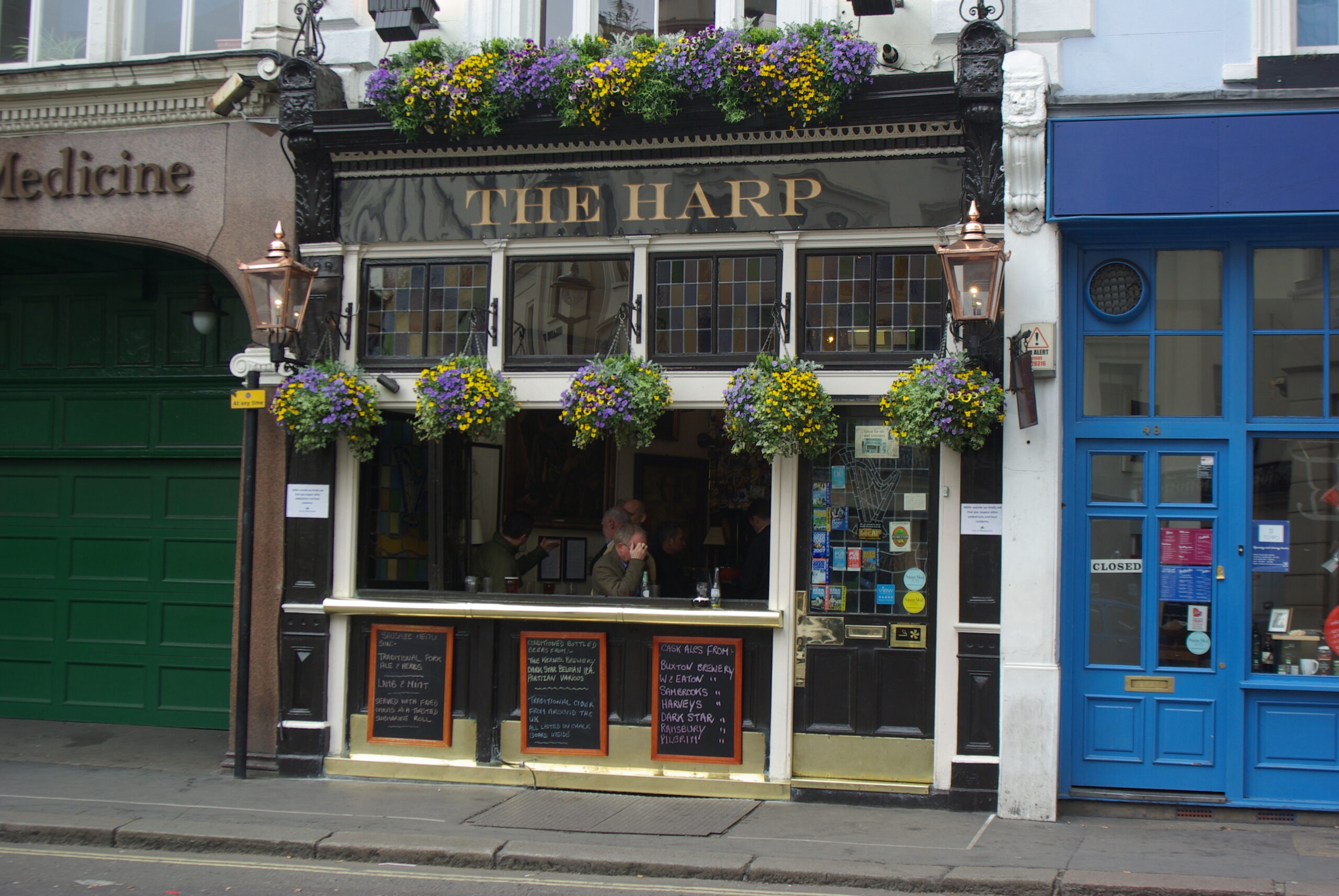 The front of the Harp pub in Covent Garden