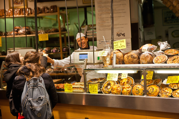 Pictured here is the counter at Antico Forno Roscioli, one of Rome's best pizzeria's and bakeries.
