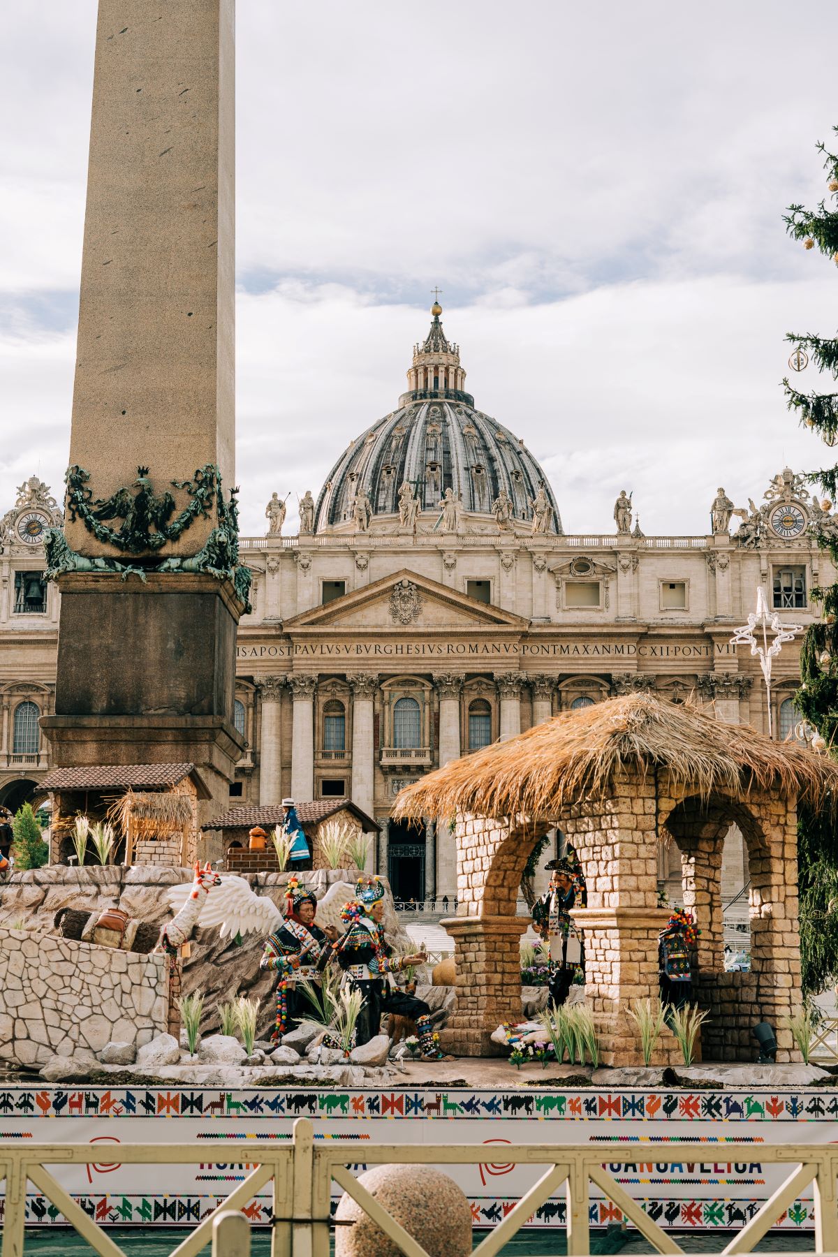 A Christmas market in Rome showcases a nativity scene in Vatican city. 