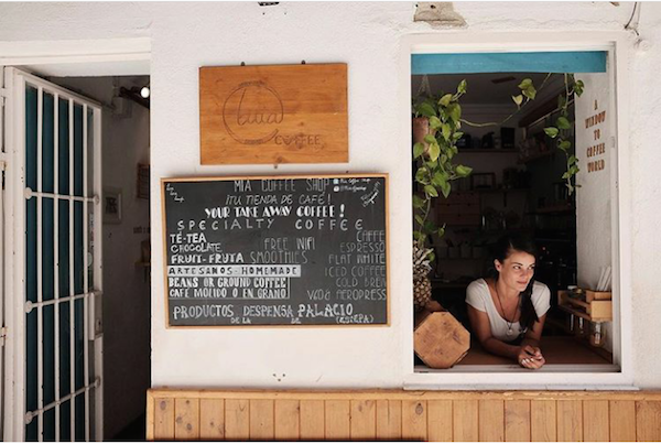 One of our favorite places to drink coffee in Spain is Mía Coffee Shop, a small specialty cafe in Malaga.