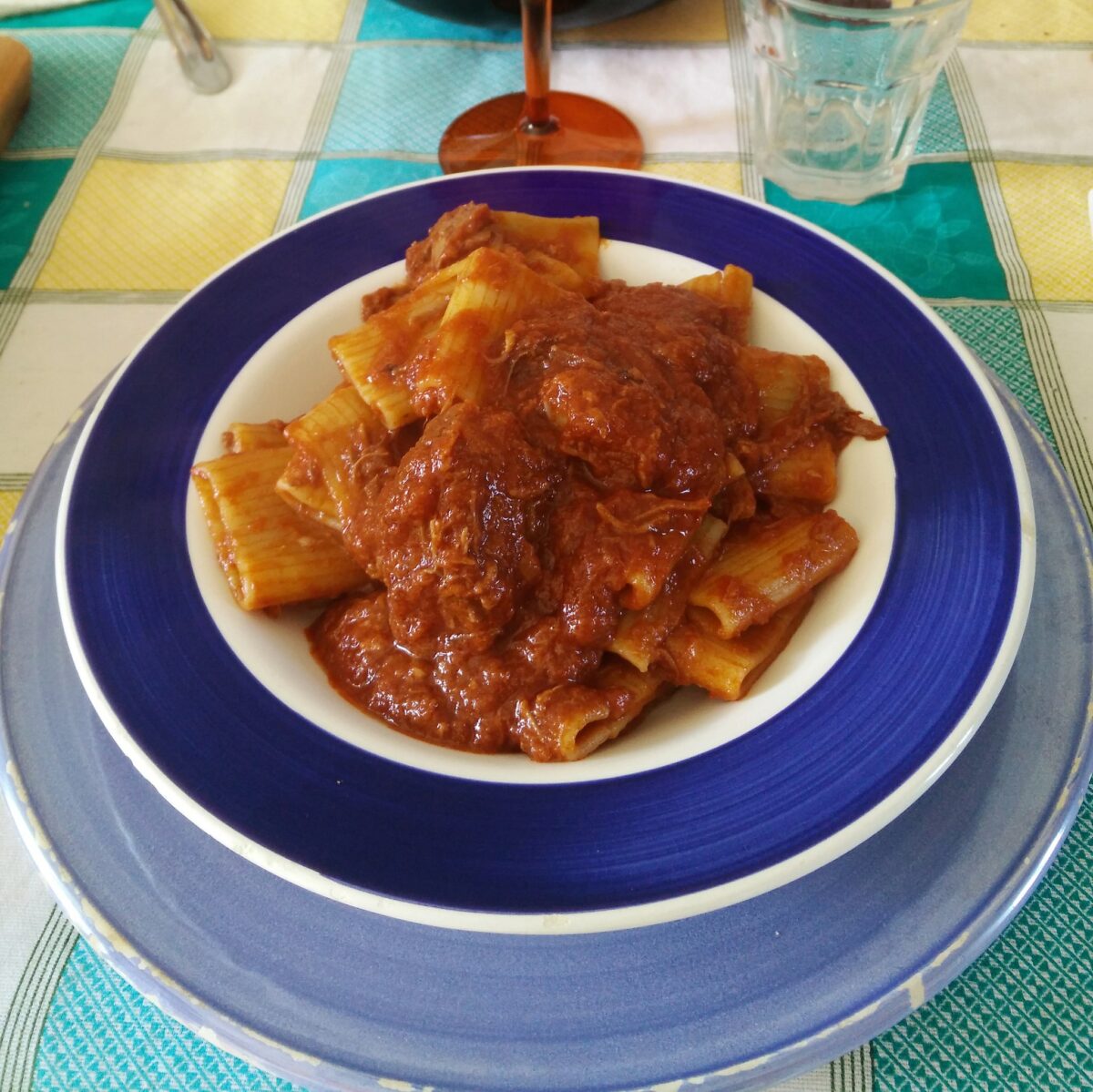 Ragù Napoletano wide shaped pasta with meat and tomato sauce