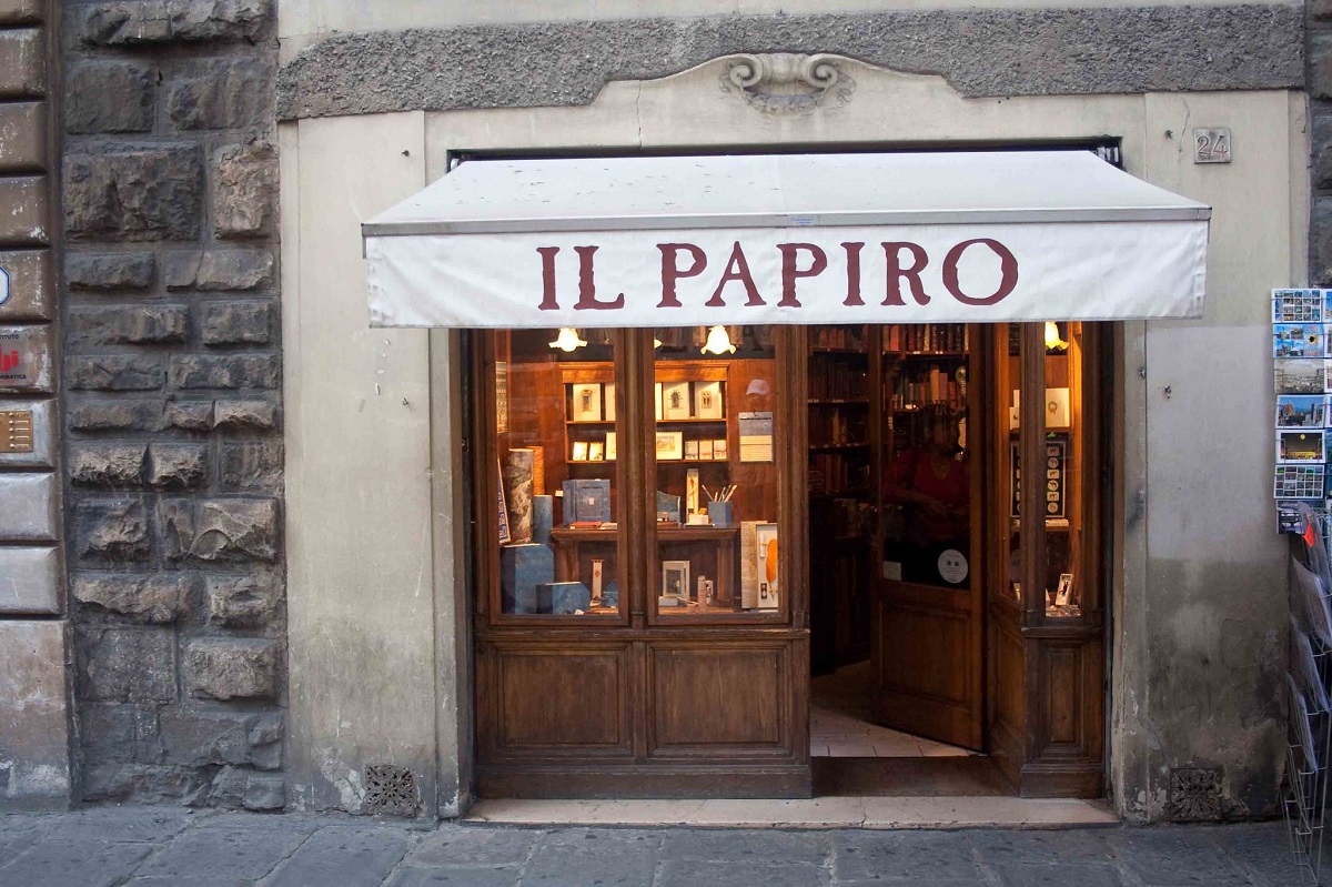 The facade of Il Papiro stationary store in Florence