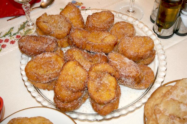Rabanadas, a typical Portuguese Christmas food, are similar to French toast.