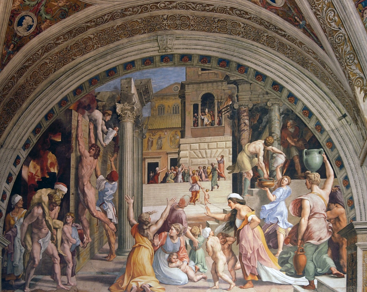 The overall theme in the Raphael Rooms displays Christ’s heavenly protection over the Church. 