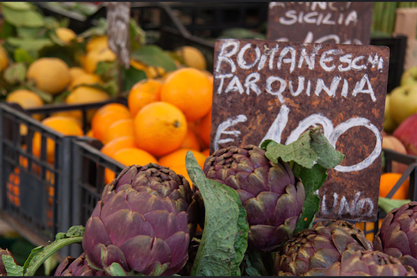 Purple artichokes from the Roman countryside are a springtime treat. Seasonal eating in Rome doesn't get much better than this.