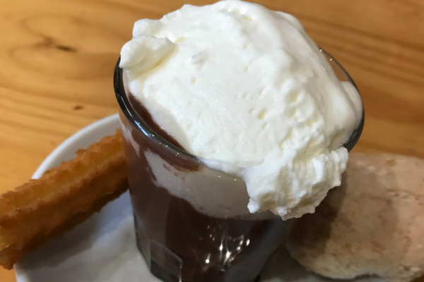 Make sure to order some of the delicious real dairy hot chocolate here, a suisse is one of our very favorite things! With a churro too of course to dunk in it!
