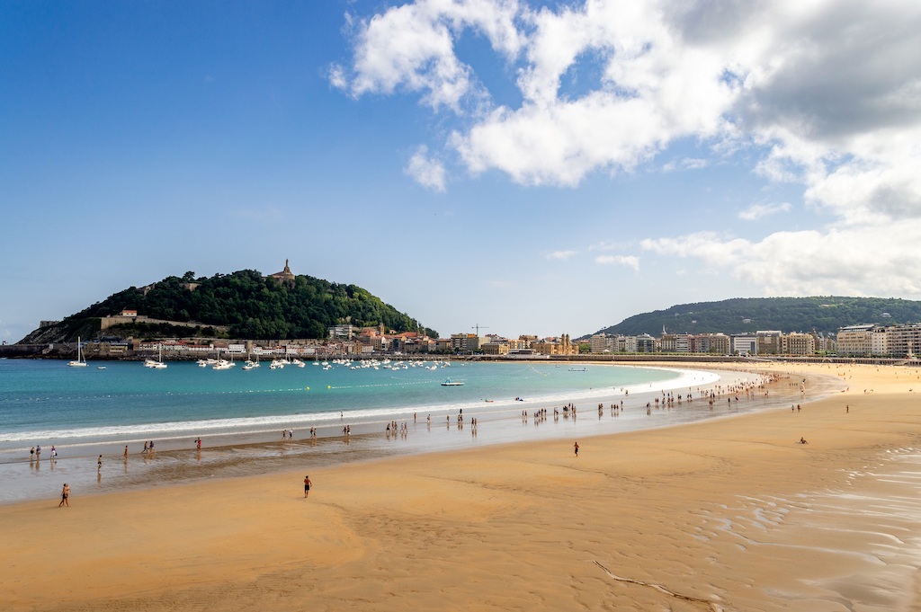 The Beach of La Concha is a crescent shaped urban seaboard of the city of San Sebastián located at the Bay of La Concha.