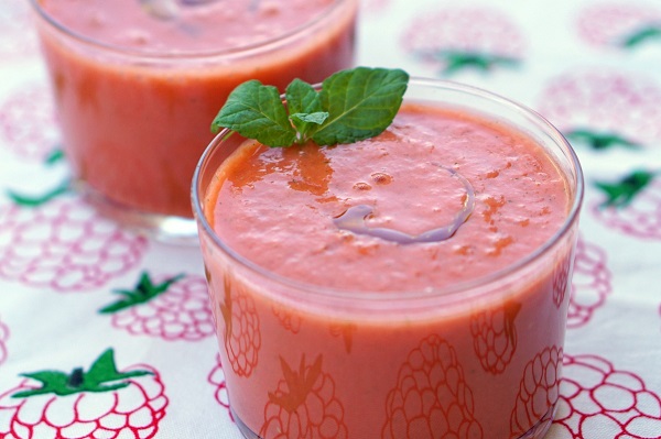 Gazpacho is a classic soup for a hot summer's day. This watermelon mint gazpacho recipe is a unique take on an old favorite.