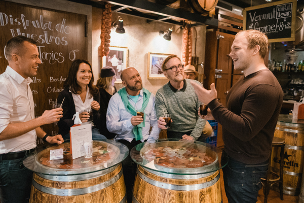 Our lovely guide Fintan explaining the world of Spanish wine on our Evening Tapas & Wine Tasting Tour. Truly one of the best way to do a wine tasting in Barcelona.