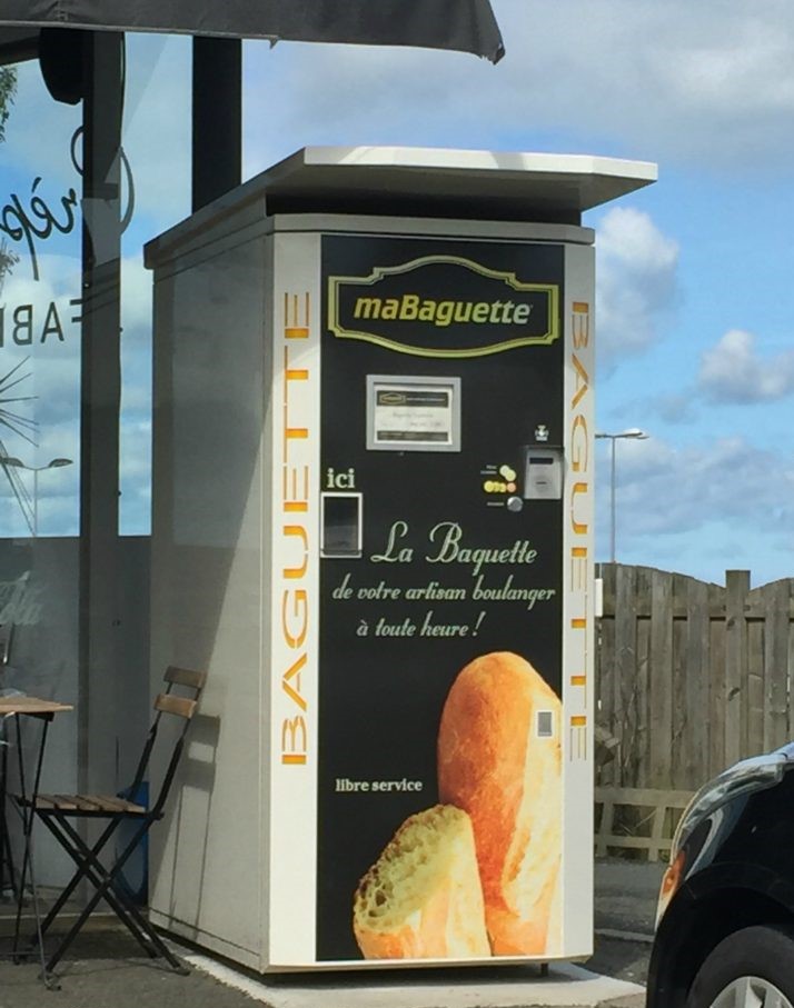 A French baguette vending machine in Paris. 