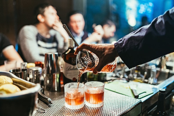 Bartender mixing cocktails