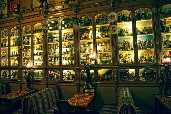 Pavilhão Chinês is one of the oldest bars in Lisbon, the bar's interior pictured here feels like a part of a museum.
