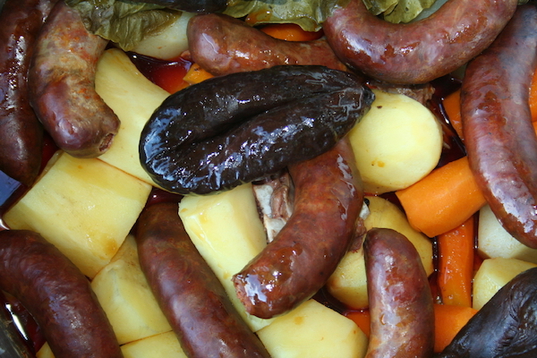 Portuguese stew with sausage and vegetables.