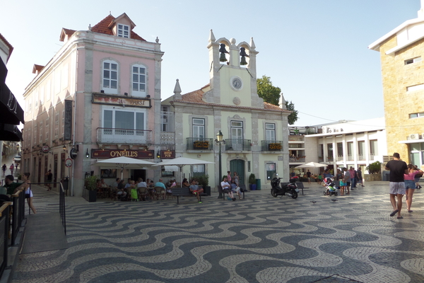 The beautiful tiled sidewalk in front of the Cascais town hall.