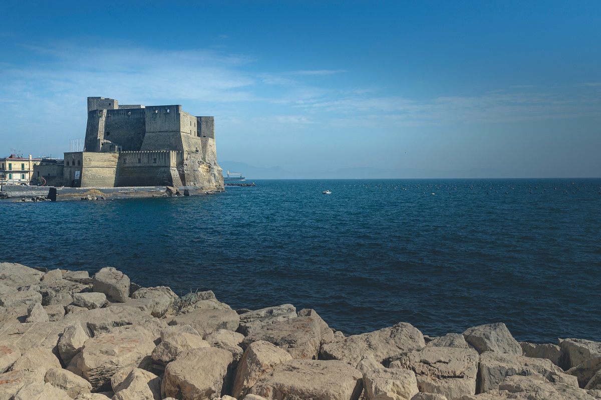 Naple's famous Castel dell’Ovo surrounded by the sea