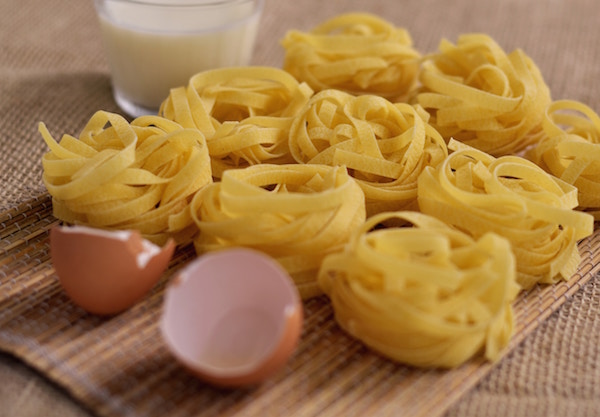 Fettuccine noodles before being cooked