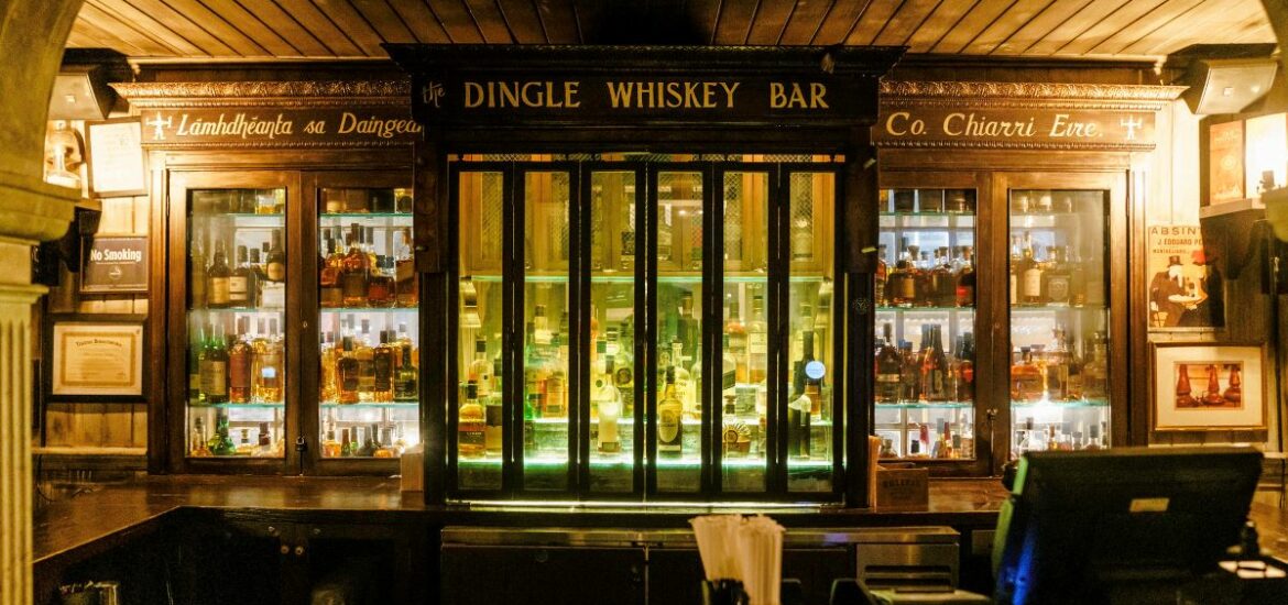 old dark bar with whisky bottles
