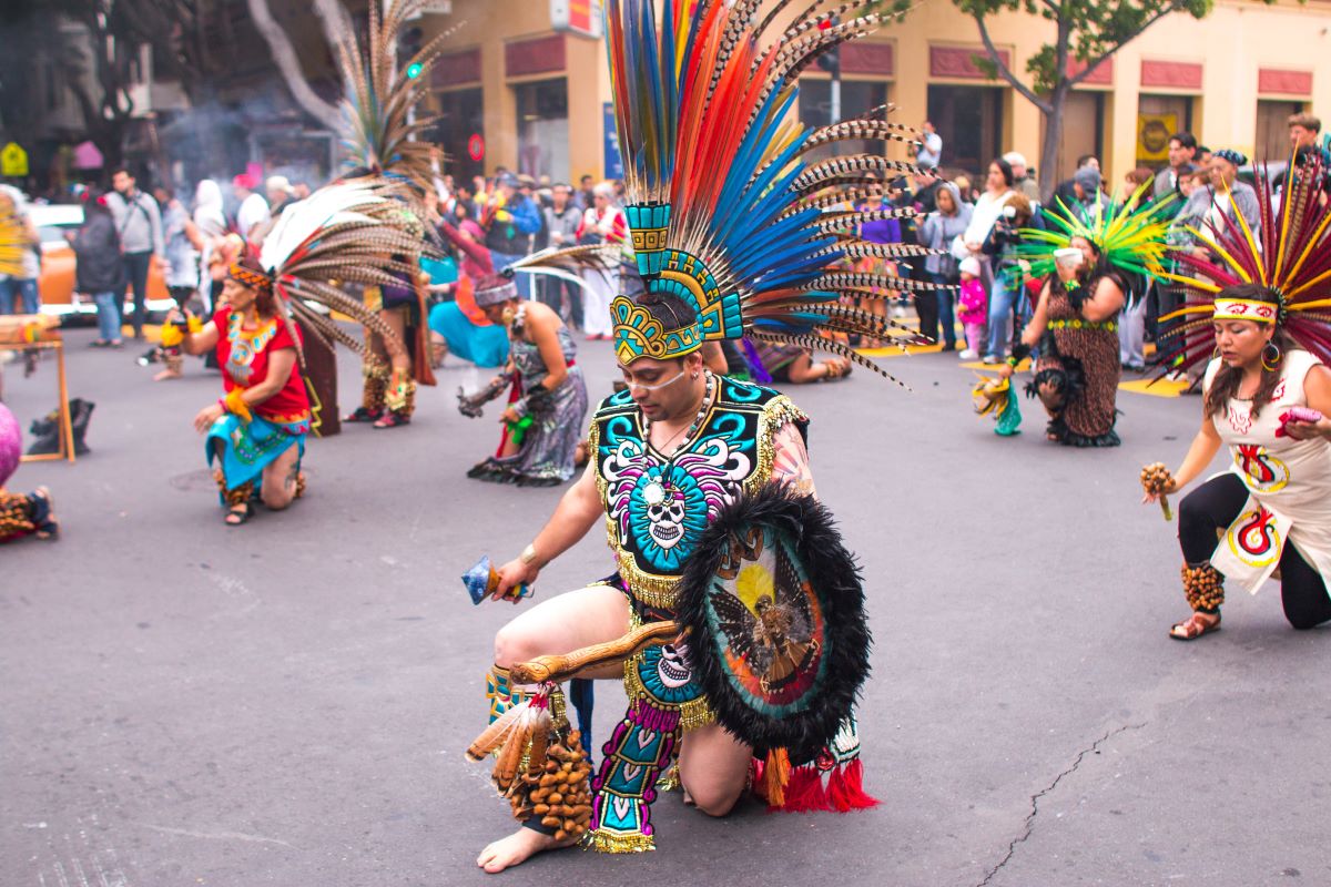people in traditional costumes in San Francisco Carnival