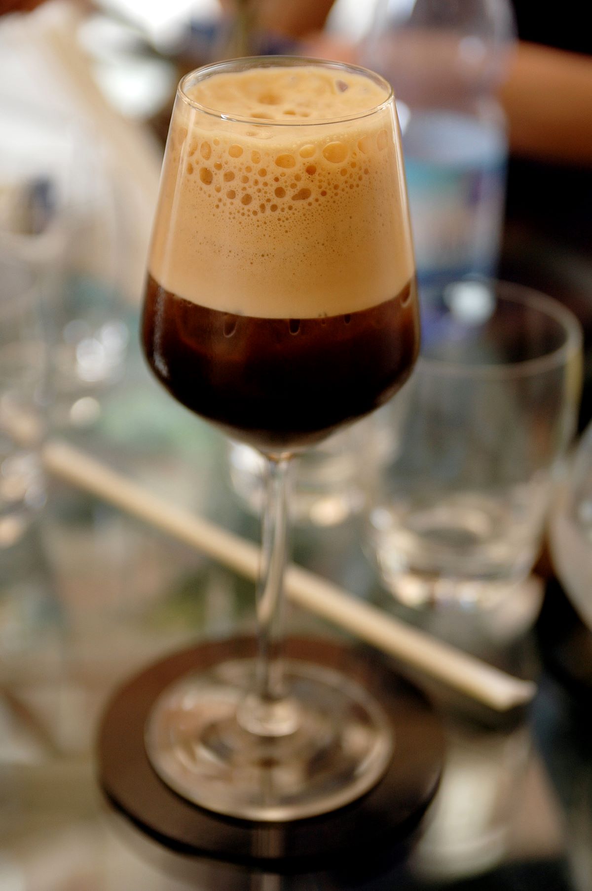 shakerato coffee in wine glass