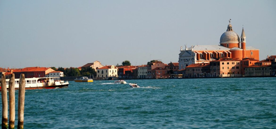 view of church across water on Island in Venice