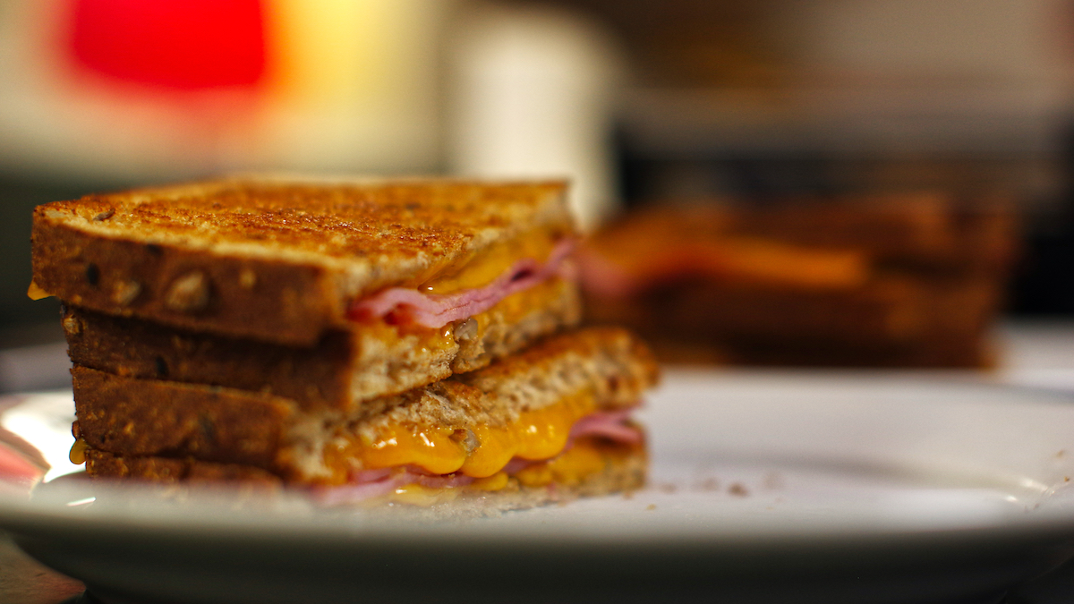 Grilled ham and cheese sandwich