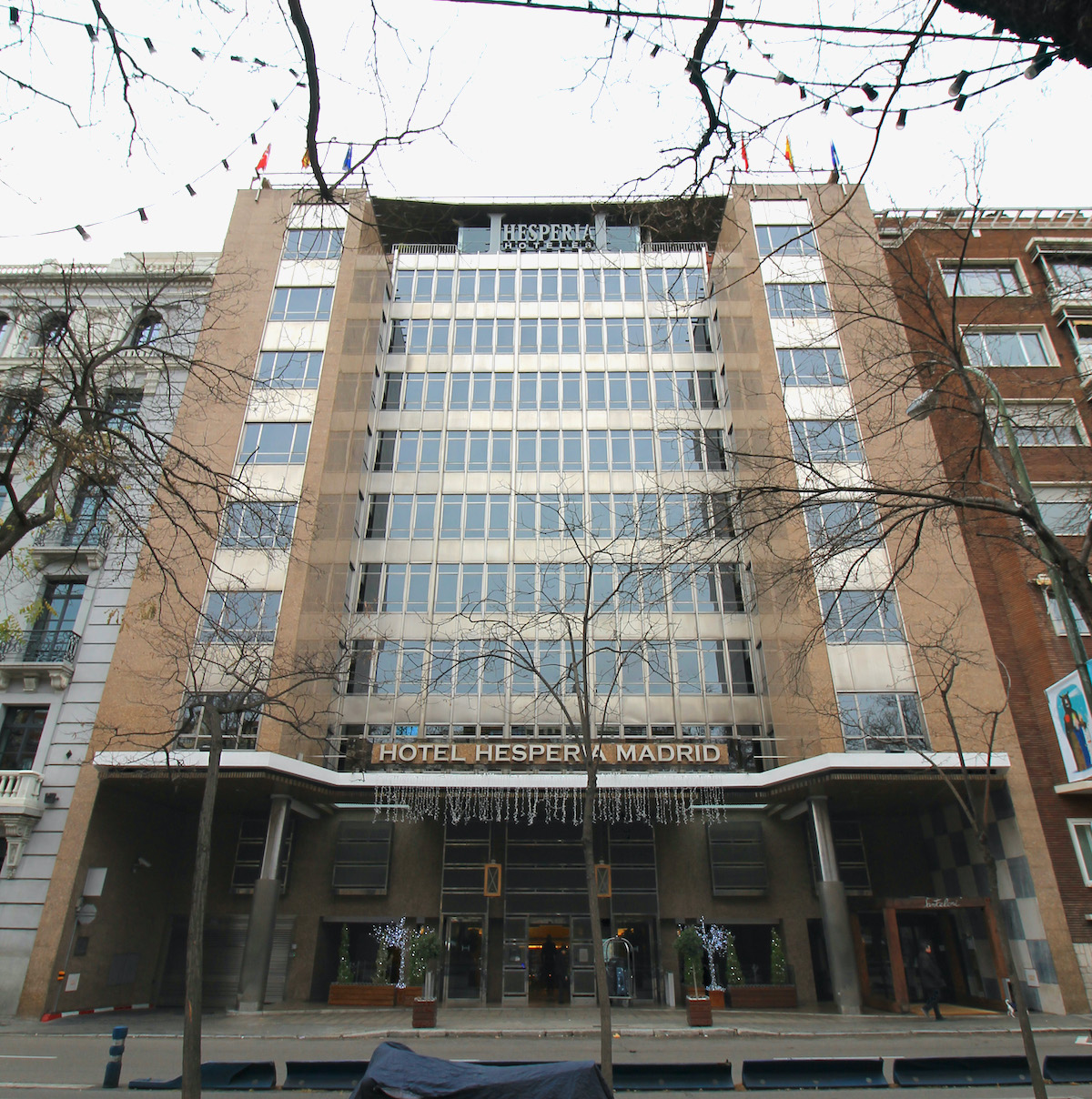 Façade of the Hyatt Regency Hesperia hotel in Madrid.