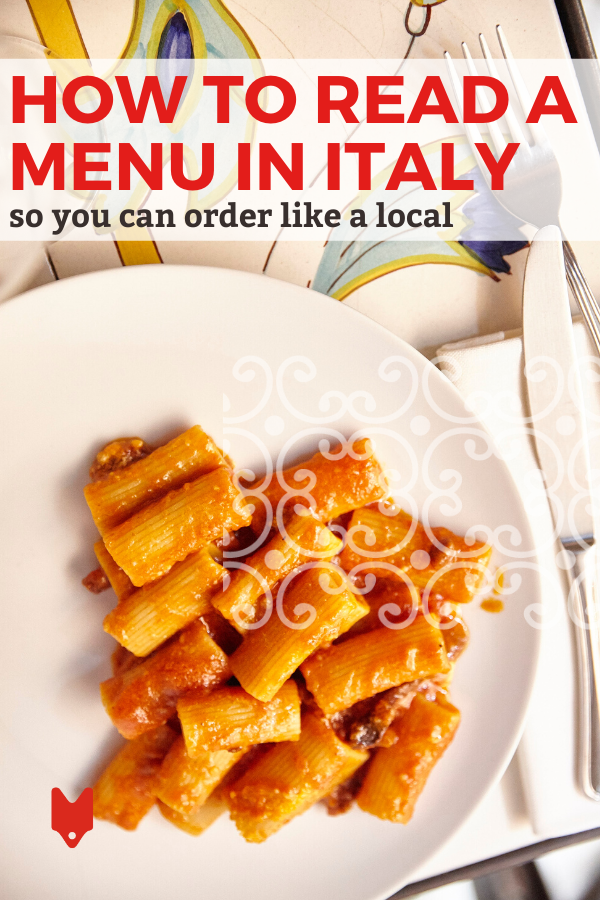 Guide to how to read an italian menu