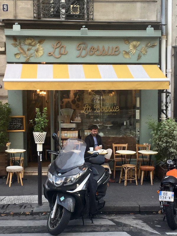 Exterior of La Bossue cafe in Paris