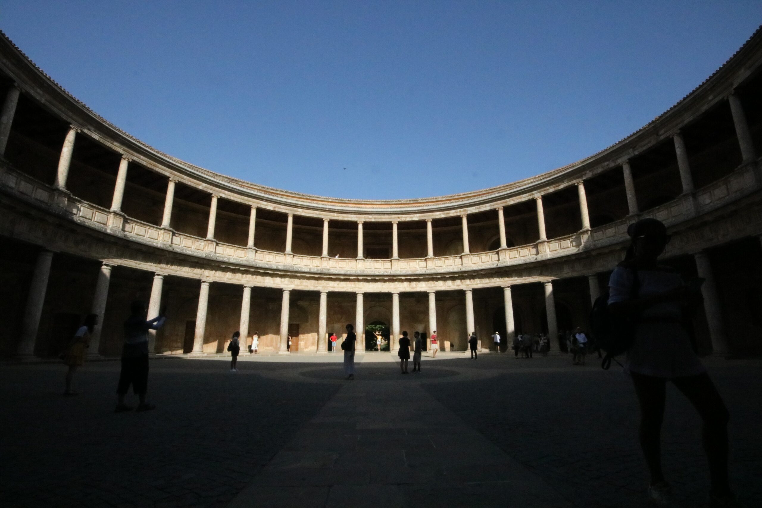 Palace of Carlos V courtyard in shade