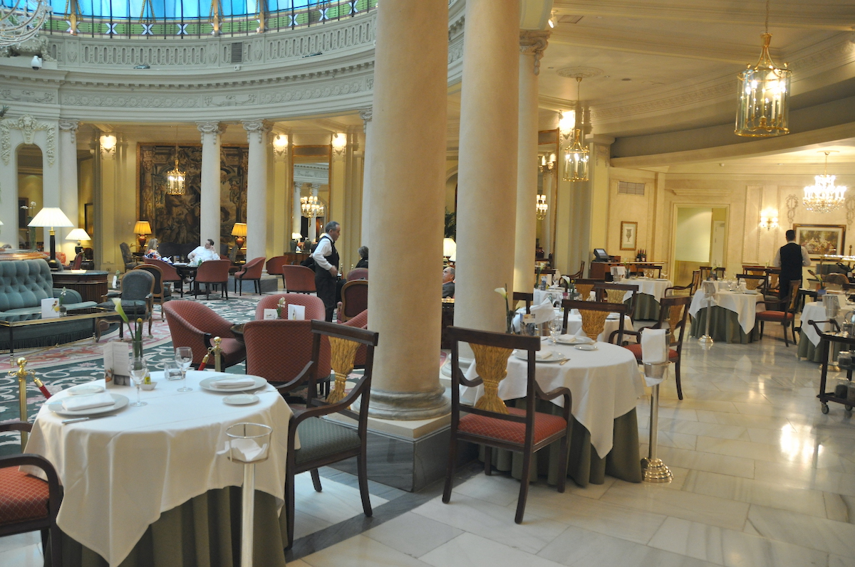Interior dining space at the La Rotonda restaurant at the Westin Palace hotel.