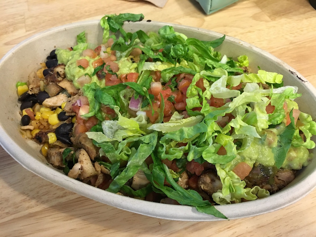 The burrito bowl from Dos Toros, a LaGuardia airport restaurant