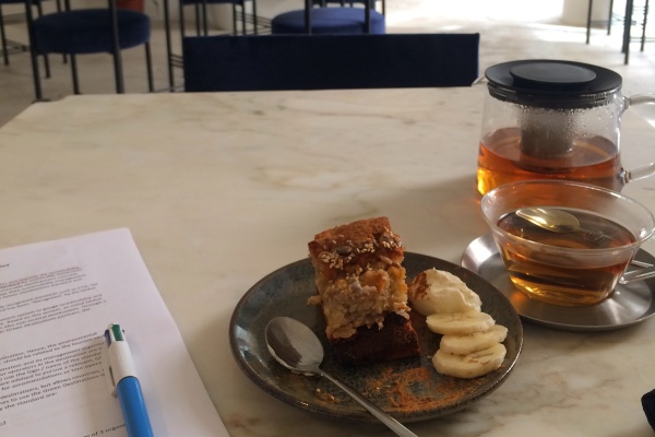 Banana bread and tea at Dear Breakfast in The Triangle, Lisbon.