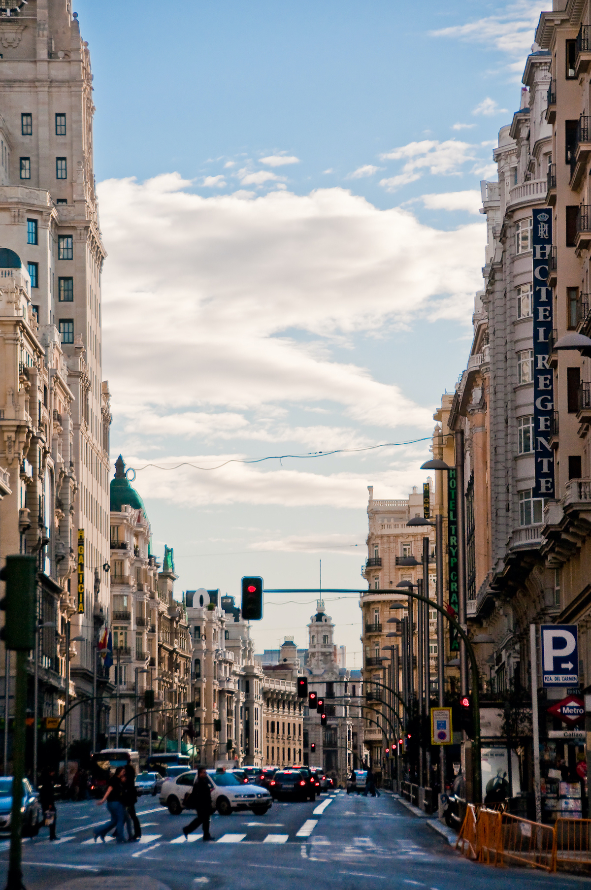Busy street in downtown Madrid