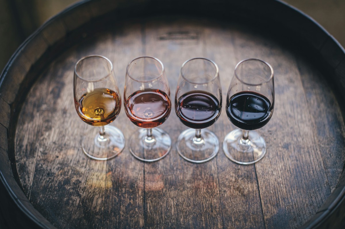 Port wine selection with different colors