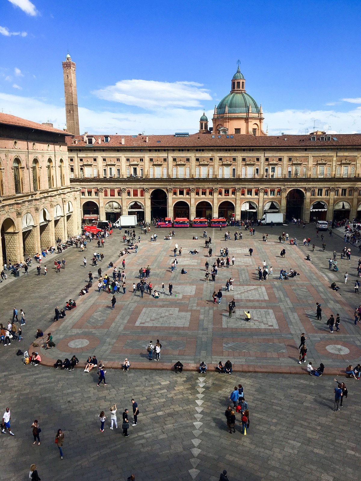 Main square in Bologna, Italy, as seen from above