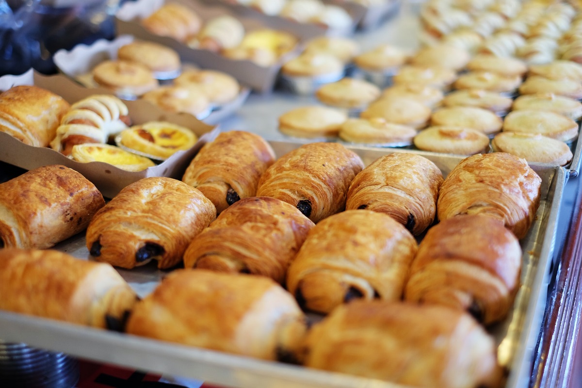 Trays of pain au chocolate, or chocolate croissants