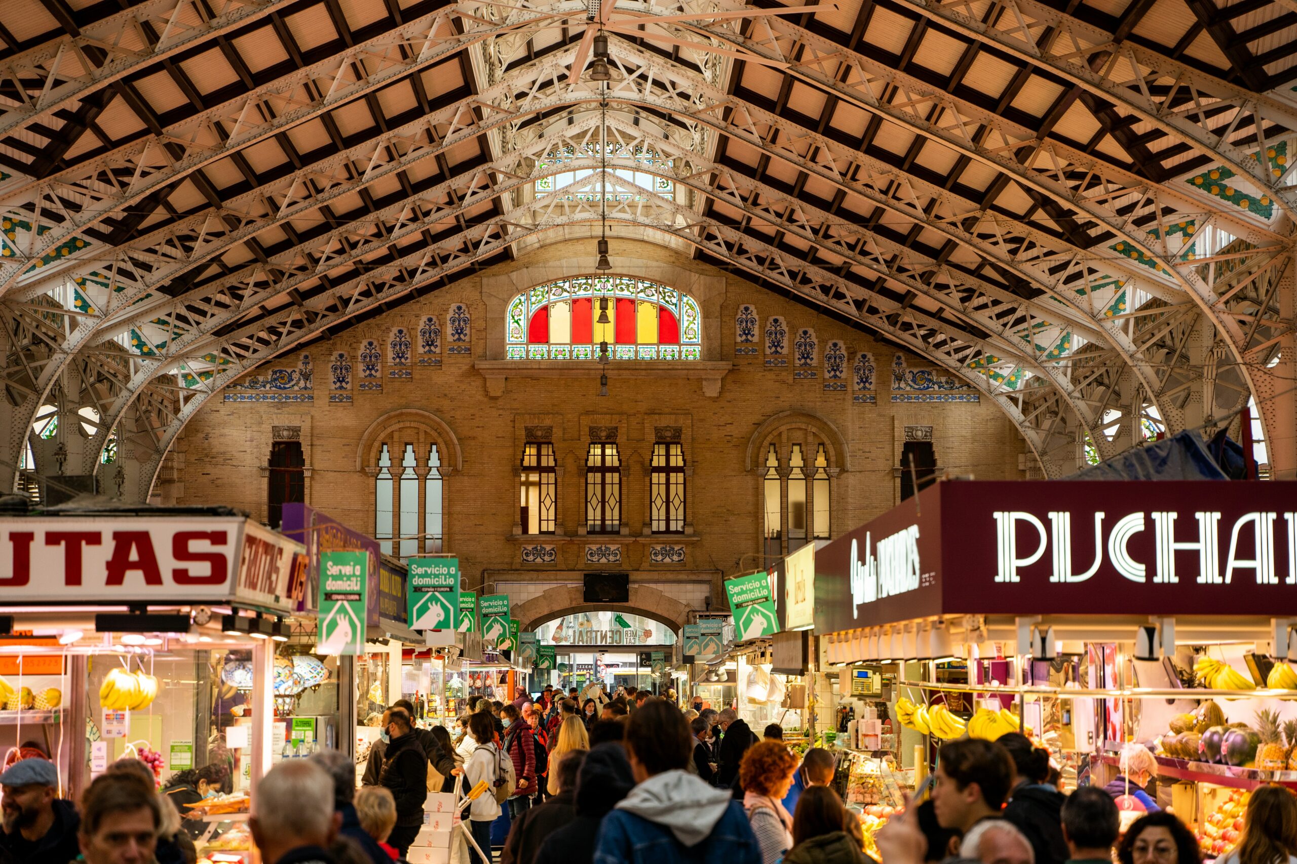 The busy Central Market of Valencia