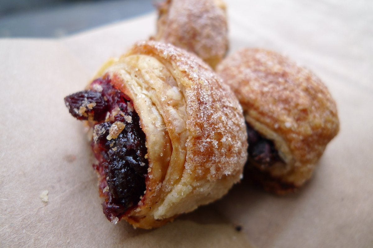 Rugelach pastries on a brown paper napkin