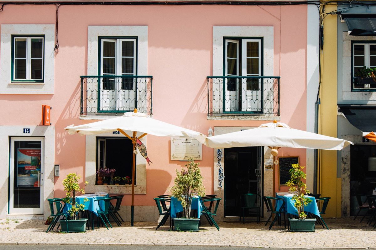 Seating outside of a Hidden Lisbon Restaurant where locals eat.